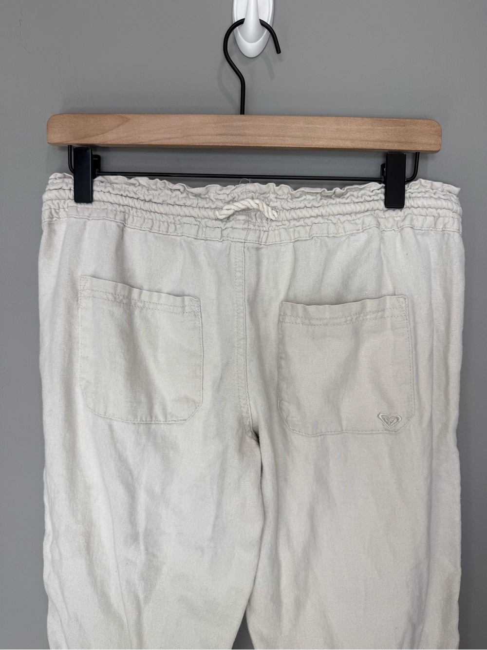 Roxy Oceanside linen-blend pants in cream size large - Picture 4 of 7